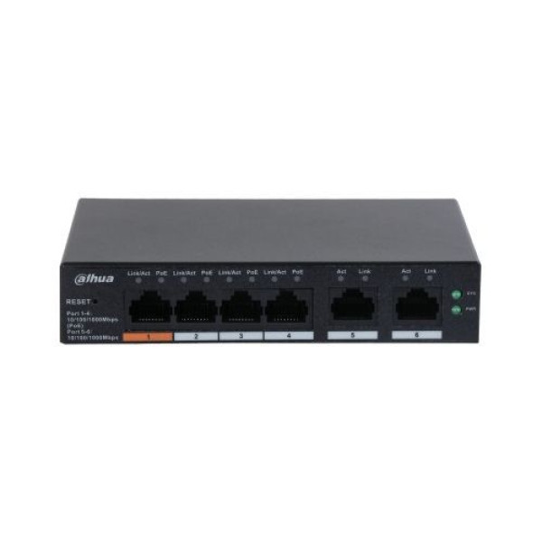 Switch Dahua CS4006-4GT-60 Switch Gigabit desktop administrat in cloud cu 6 porturi cu PoE cu 4 porturi Switch Dahua CS4006-4GT-60 Switch Gigabit desktop administrat in cloud cu 6 porturi cu PoE cu 4 porturi