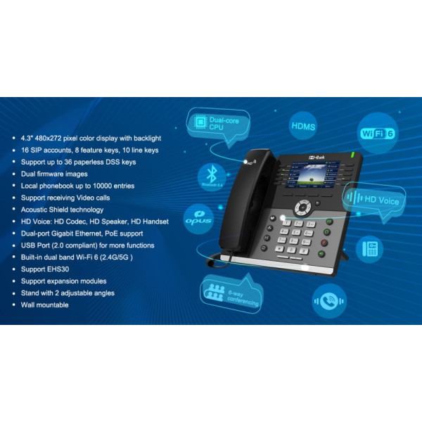 TELEFON IP CU ECRAN COLOR 4.3", 16 CONTURI SIP - UC926U TELEFON IP CU ECRAN COLOR 4.3", 16 CONTURI SIP - UC926U