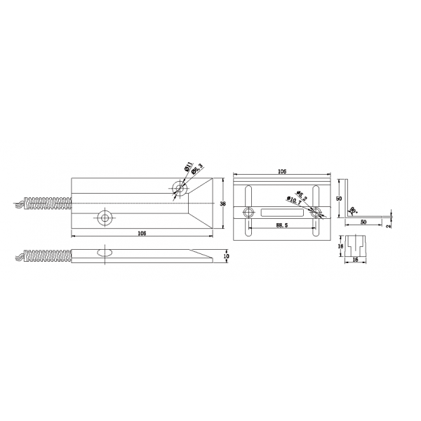 Contact magnetic  NC, aplicabil pentru usi culisante - 5C-55AL
