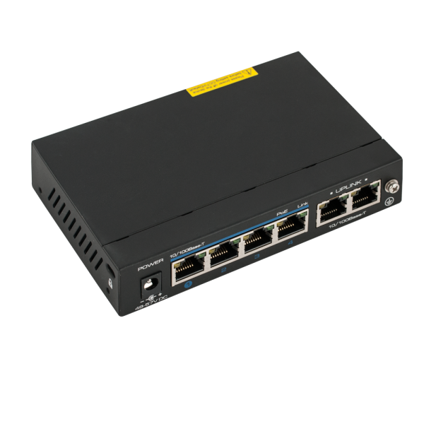 Switch PoE+ 6 porturi 10/100Base-T (4 downlink, 2 uplink) pentru sisteme de supraveghere - UTP3-SW04-TP60 Switch PoE+ 6 porturi 10/100Base-T (4 downlink, 2 uplink) pentru sisteme de supraveghere - UTP3-SW04-TP60