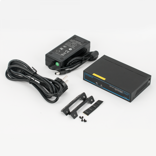 Switch PoE+ 6 porturi 10/100Base-T (4 downlink, 2 uplink) pentru sisteme de supraveghere - UTP3-SW04-TP60