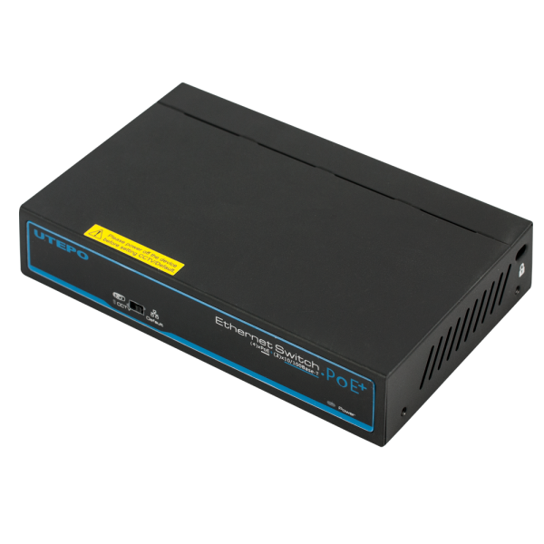 Switch PoE+ 6 porturi 10/100Base-T (4 downlink, 2 uplink) pentru sisteme de supraveghere - UTP3-SW04-TP60