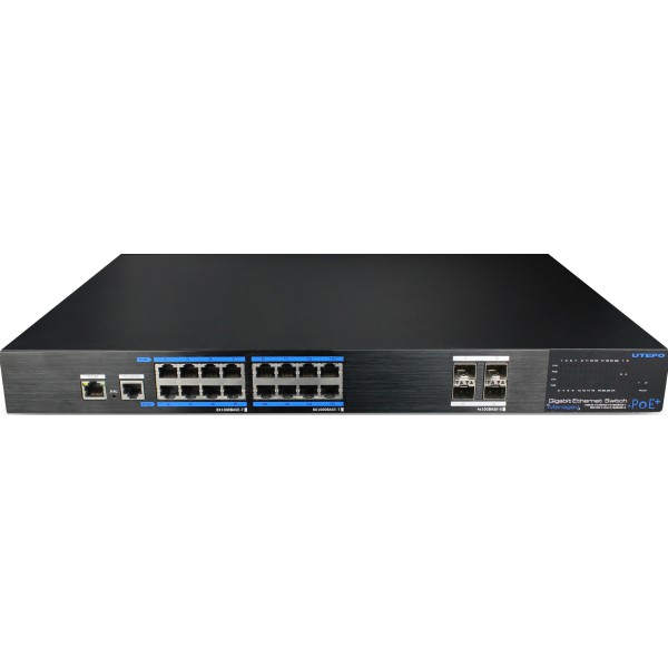 Switch profesional 16 porturi PoE+, 4 porturi uplink SFP, 1 port consola CLI, 1 port OOB Web management - UTP7516GE-POE-4GF Switch profesional 16 porturi PoE+, 4 porturi uplink SFP, 1 port consola CLI, 1 port OOB Web management - UTP7516GE-POE-4GF