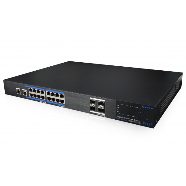 Switch profesional 16 porturi PoE+, 4 porturi uplink SFP, 1 port consola CLI, 1 port OOB Web management - UTP7516GE-POE-4GF Switch profesional 16 porturi PoE+, 4 porturi uplink SFP, 1 port consola CLI, 1 port OOB Web management - UTP7516GE-POE-4GF