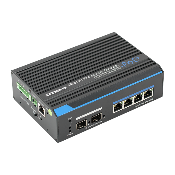 Switch industrial POE++ cu management, FAST RING (SFP), 4 porturi ethernet gigabit + 2 porturi SFP gigabit - UTP7304GE-POE Switch industrial POE++ cu management, FAST RING (SFP), 4 porturi ethernet gigabit + 2 porturi SFP gigabit - UTP7304GE-POE