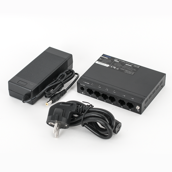 Switch ethernet PoE+ cu functie PoE Watchdog, 4 porturi 10/100 Mbps POE+ downlink, 2 porturi 10/100 Mbps uplink, 60W - SF6P-HM