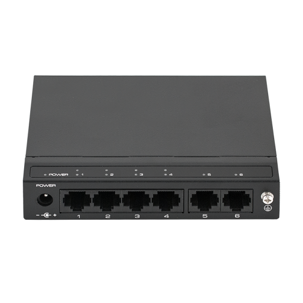 Switch ethernet PoE+ cu functie PoE Watchdog, 4 porturi 10/100 Mbps POE+ downlink, 2 porturi 10/100 Mbps uplink, 60W - SF6P-HM