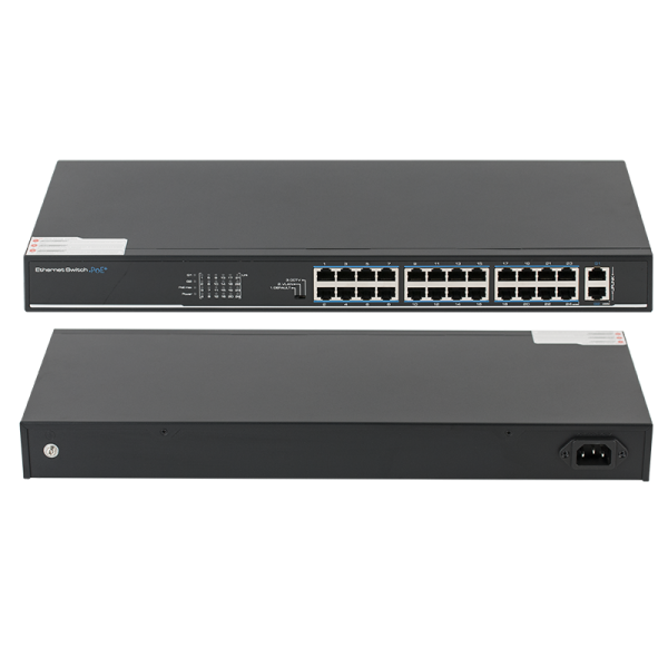 Switch ethernet PoE+ cu functie PoE Watchdog, 24 porturi 10/100Mbps POE+ downlink, 2 porturi 10/100/1000Mbps uplink - SF26P-LM Switch ethernet PoE+ cu functie PoE Watchdog, 24 porturi 10/100Mbps POE+ downlink, 2 porturi 10/100/1000Mbps uplink - SF26P-LM