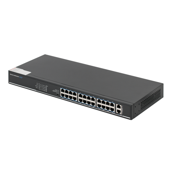 Switch ethernet PoE+ cu functie PoE Watchdog, 24 porturi 10/100Mbps POE+ downlink, 2 porturi 10/100/1000Mbps uplink - SF26P-LM