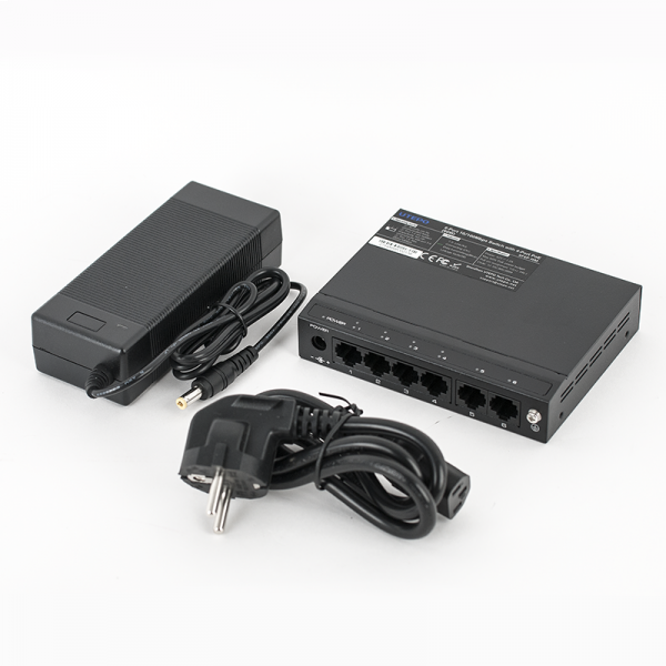 Switch ethernet PoE+ cu 4 porturi 10/100 Mbps POE+ downlink, 2 porturi 10/100 Mbps uplink, 60W - SF6P-FHM Switch ethernet PoE+ cu 4 porturi 10/100 Mbps POE+ downlink, 2 porturi 10/100 Mbps uplink, 60W - SF6P-FHM