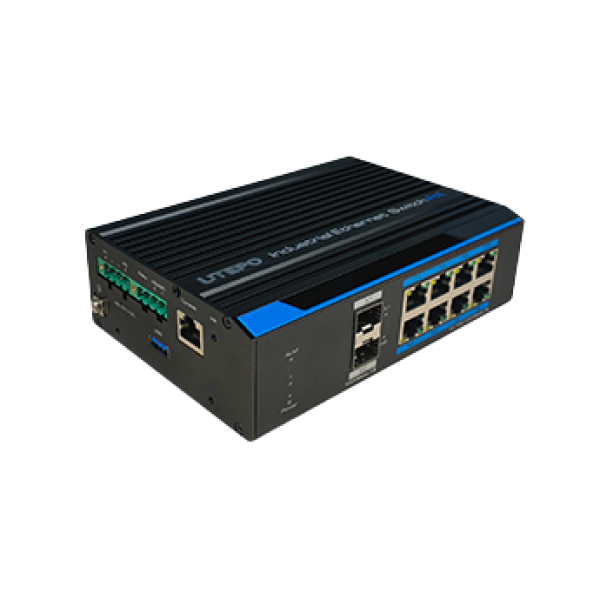 Switch industrial gigabit cu 4 porturi Ethernet downlink PoE++, 4 porturi Ethernet downlink PoE+ si 2 porturi SFP 1G/2.5G, Management L2, POE Watchdog, Fast Ring - UTP7310S-PSD