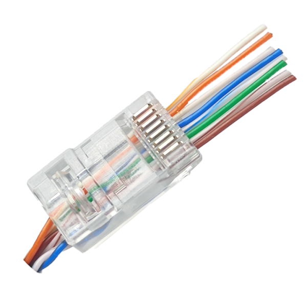 Conector modular de rețea RJ45 CAT6 cu tehnologie Pass-Through (firele trec prin corpul mufei), pachet 100 bucati - GNT-60301EZ-U Conector modular de rețea RJ45 CAT6 cu tehnologie Pass-Through (firele trec prin corpul mufei), pachet 100 bucati - GNT-60301EZ-U