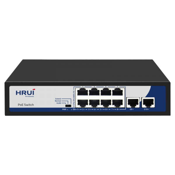 Switch POE 8 porturi 100MBPS + 2 porturi Gigabit Uplink, IEEE802.3af/at, AI PoE, -10-50°C - HR900-AF-82GN Switch POE 8 porturi 100MBPS + 2 porturi Gigabit Uplink, IEEE802.3af/at, AI PoE, -10-50°C - HR900-AF-82GN