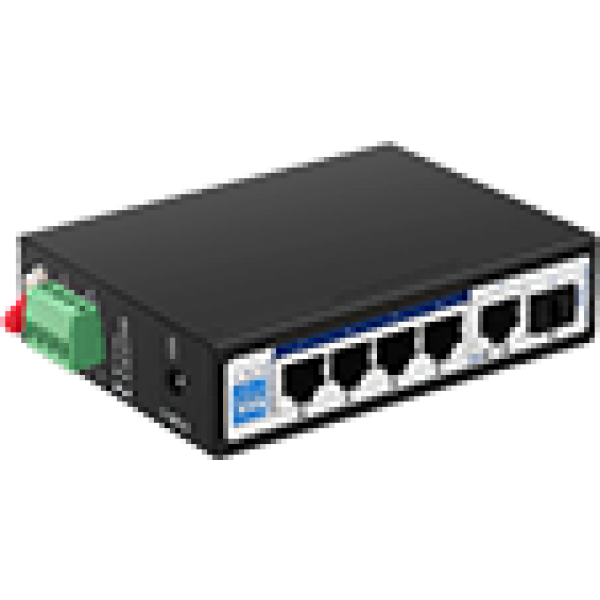 Switch industrial POE 4 porturi GIGABIT + 1 UpLink + 1 SFP, IP40, DIN, -40-75°C - HR500-AFG-411S Switch industrial POE 4 porturi GIGABIT + 1 UpLink + 1 SFP, IP40, DIN, -40-75°C - HR500-AFG-411S