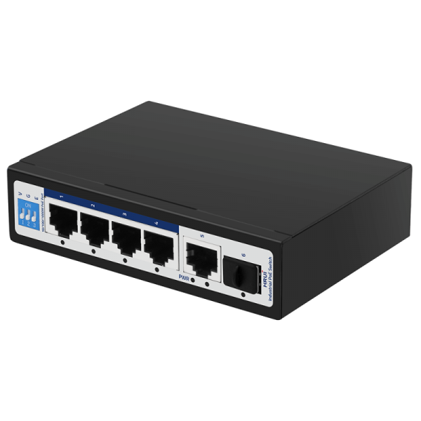 Switch industrial POE 4 porturi GIGABIT + 1 UpLink + 1 SFP, IP40, DIN, -40-75°C - HR500-AFG-411S