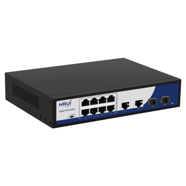 Switch POE 8 porturi Gigabit + 2 porturi Ethernet + 2 porturi SFP, IEEE802.3af/at, AI Mode, -10-50°C - HR900-AFG-822NS Switch POE 8 porturi Gigabit + 2 porturi Ethernet + 2 porturi SFP, IEEE802.3af/at, AI Mode, -10-50°C - HR900-AFG-822NS