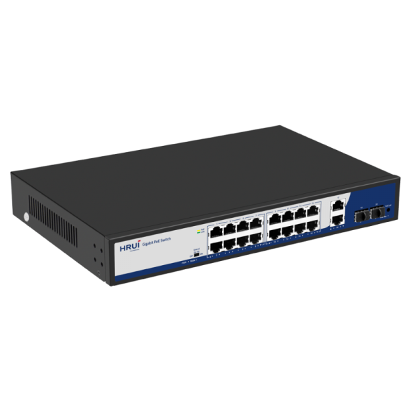 Switch POE 16 porturi Gigabit + 2 porturi RJ45 UpLink + 2 porturi SFP, IEEE802.3af/at, DEFAULT/VLAN/EXTEND, -10-50°C - HR900-AFG-1622S-200 Switch POE 16 porturi Gigabit + 2 porturi RJ45 UpLink + 2 porturi SFP, IEEE802.3af/at, DEFAULT/VLAN/EXTEND, -10-50°C - HR900-AFG-1622S-200