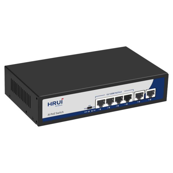 Switch POE 4 porturi 10/100MBPS + 2 porturi 10/100MBPS UpLink, IEEE802.3af/at, EXTEND, -10-40°C - HR900-AF-42N Switch POE 4 porturi 10/100MBPS + 2 porturi 10/100MBPS UpLink, IEEE802.3af/at, EXTEND, -10-40°C - HR900-AF-42N