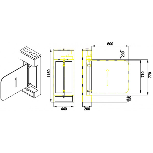 Poarta VIP cu brat din plexiglas, acces persoane cu dizabilitati, inox 304, Perkotek C90 (AVAX C90) Poarta VIP cu brat din plexiglas, acces persoane cu dizabilitati, inox 304, Perkotek C90 (AVAX C90)