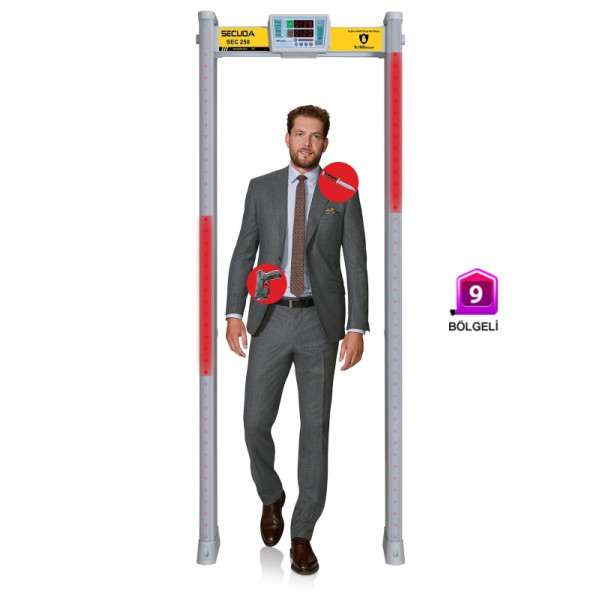 Poarta de detectie metale cu 9 zone, afisaj digital, Perkotek SEC 250 Poarta de detectie metale cu 9 zone, afisaj digital, Perkotek SEC 250