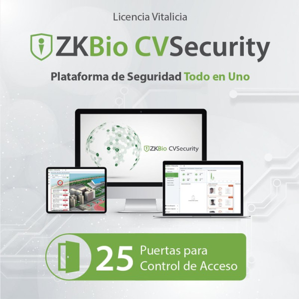 Licenta ZKBio CVSecurity ZKTeco - control acces 5-500 usi, pontaj, vizitatori, parcare, aplicatie mobila, video IVS