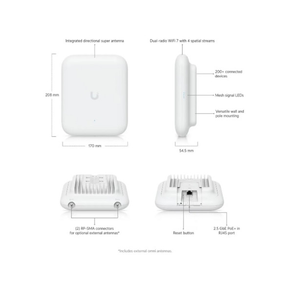 Access point dual-band WI-FI 7 pentru exterior - U7-OUTDOOR Access point dual-band WI-FI 7 pentru exterior - U7-OUTDOOR