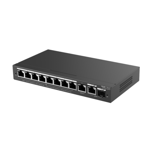 Switch 8 porturi PoE, 1 port RJ45, 1 port SFP, Gigabit, Cloud Management - Ruijie RG-ES210GS-P Switch 8 porturi PoE, 1 port RJ45, 1 port SFP, Gigabit, Cloud Management - Ruijie RG-ES210GS-P