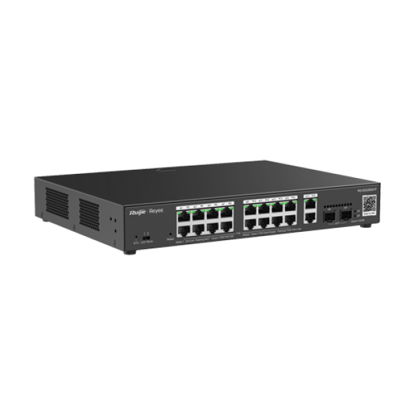 Switch 16 porturi PoE, 2 porturi GE, 2 porturi SFP, Gigabit, Cloud Management - Ruijie RG-ES220GS-P Switch 16 porturi PoE, 2 porturi GE, 2 porturi SFP, Gigabit, Cloud Management - Ruijie RG-ES220GS-P