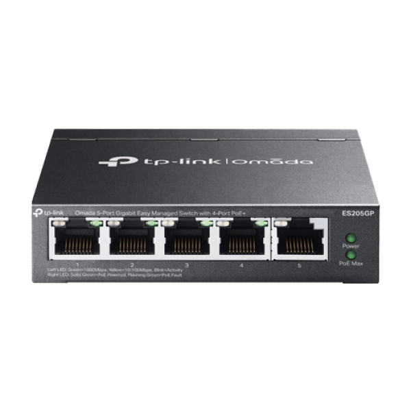 Switch 4 porturi RJ45 1G PoE, 1 x RJ45 1G, Buget PoE 65W, Easy Managed - TP-Link Omada ES205GP Switch 4 porturi RJ45 1G PoE, 1 x RJ45 1G, Buget PoE 65W, Easy Managed - TP-Link Omada ES205GP