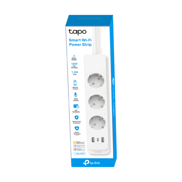 Prelungitor Wi-Fi Smart, 3 prize, 1 x USB-C, 2 x USB-A - TP-Link Tapo TapoP300