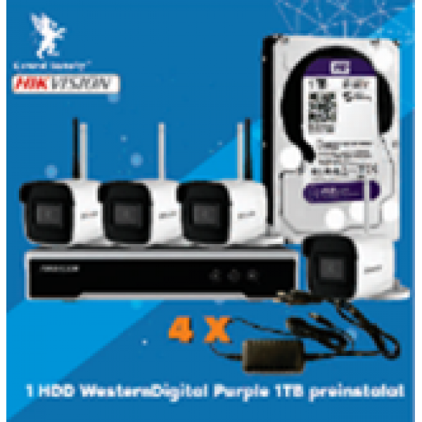 Kit supraveghere IP WiFi Hikvision, 4MP - gss.ro