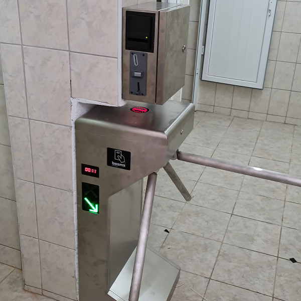 Turnichet tripod semiautomat din inox + automat de plata toaleta