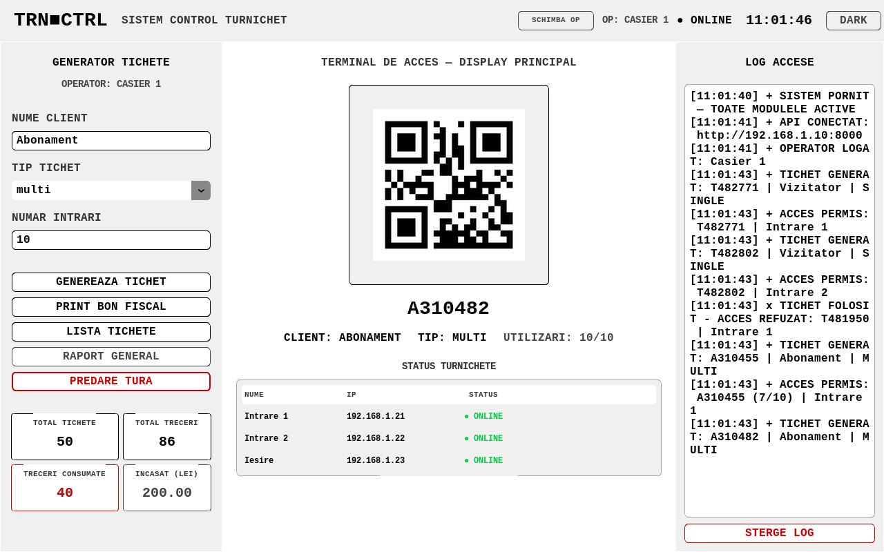 Abonament cu cod QR pentru 10 intrari - software turnicheti GSS