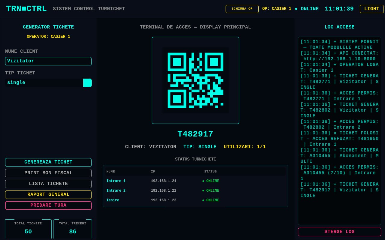 Software bilete cu cod QR pentru turnicheti - aplicatia de casa GSS, Dragaica Buzau